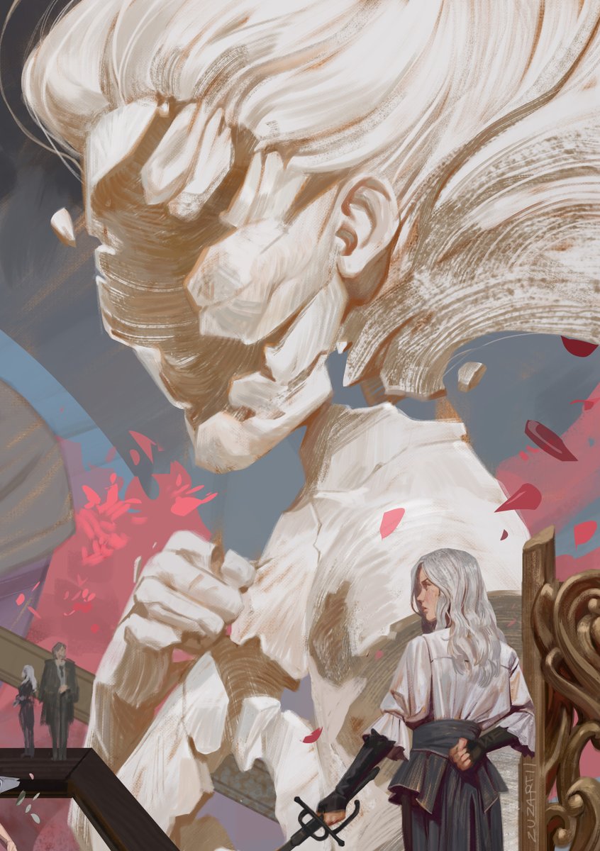 zuzartii's tweet photo. Still chipping away at that big clair obscur piece I posted a wip for back in June. The paintress is probably my fave part, the render turned out so juicy https://t.co/ZUW0n6Rqp3