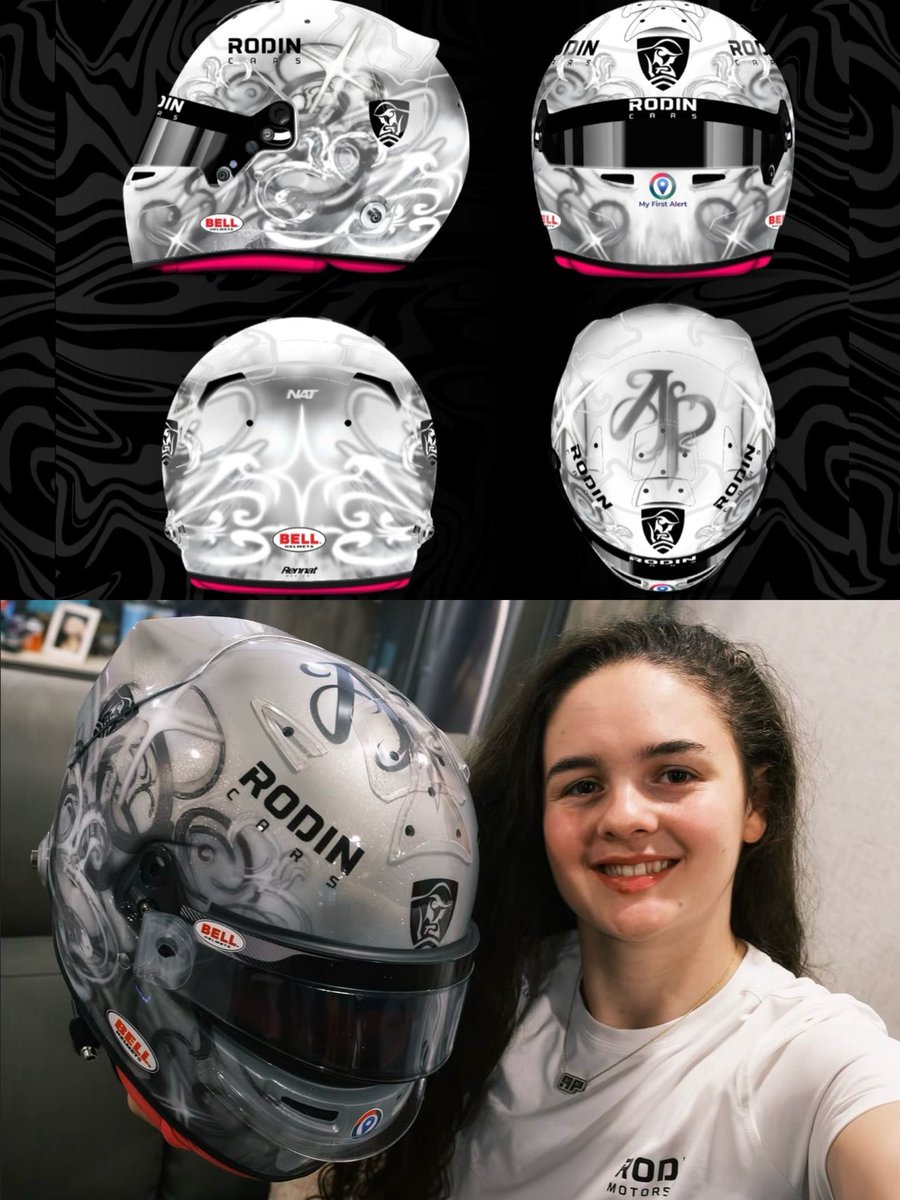 natillustratess's tweet photo. The concept vs the final result 🤍 my design on @AbbiPulling helmet turned out soooo good! A small dream came true 🥹 https://t.co/LJszs54kp2
