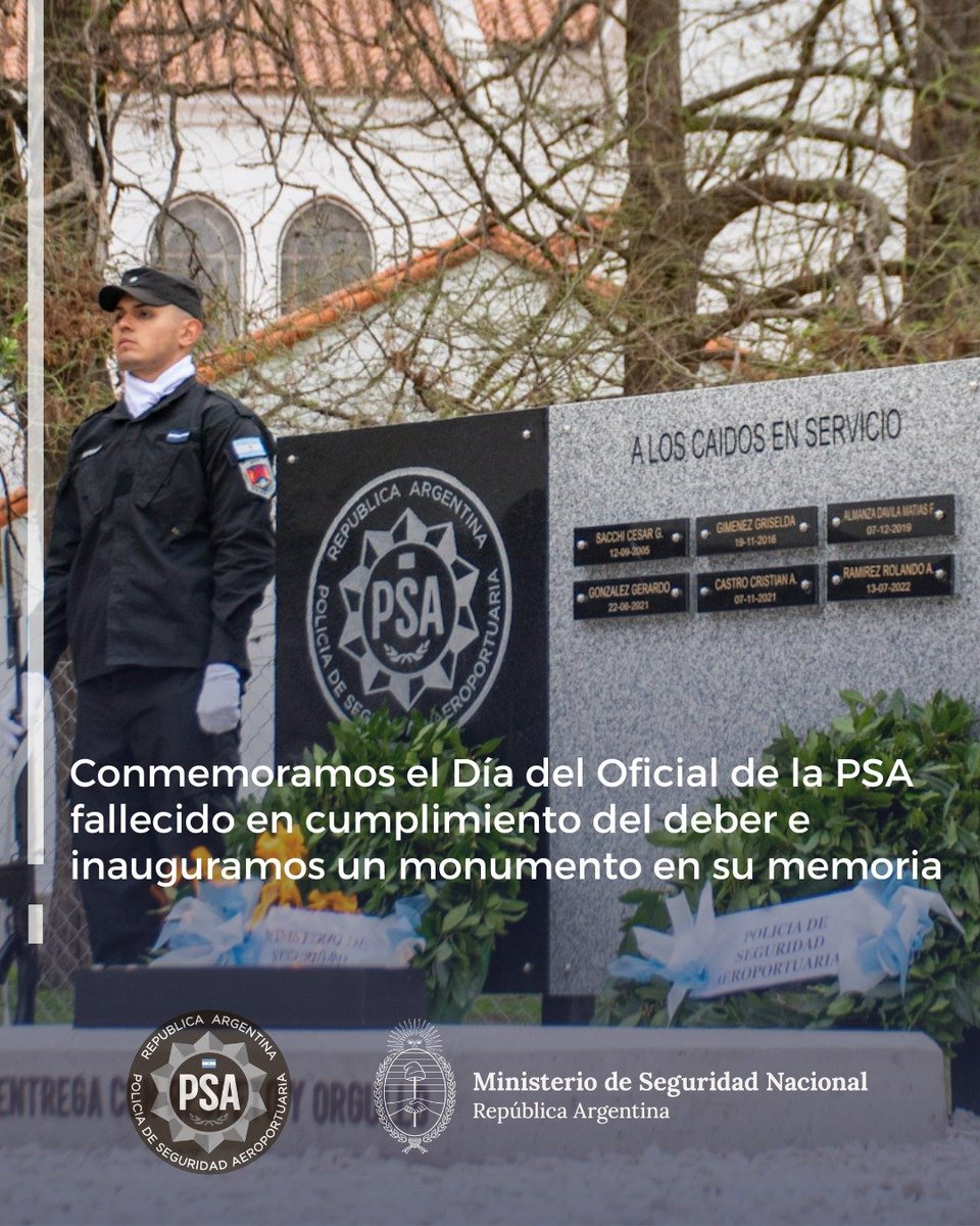 seguridadpsa's tweet photo. Hoy instauramos una fecha que, desde ahora, será parte de nuestra historia: el Día del Oficial de la Policía de Seguridad Aeroportuaria fallecido en cumplimiento del deber. https://t.co/wLFVTjxtv3