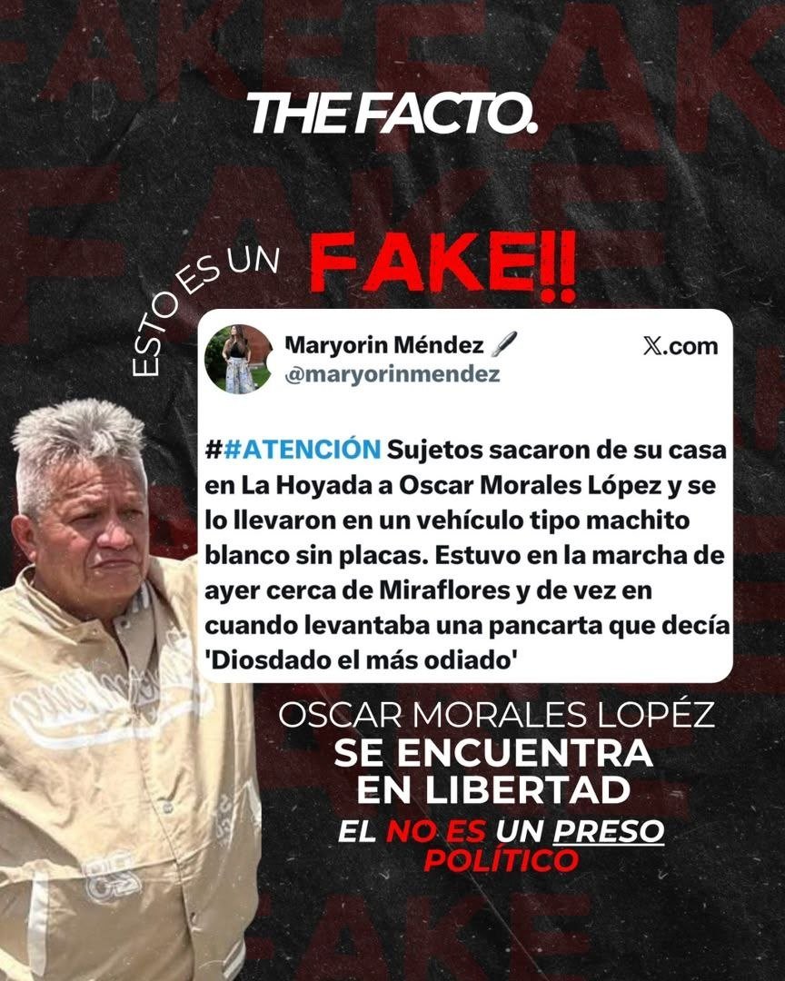 thefactove's tweet photo. 🚨 Otra vez la oposición convirtiendo un show de borrachera en "persecución política".

A Oscar Morales no lo detuvieron por sus "ideas de libertad", sino por andar bien borracho montando un espectáculo en La Hoyada y fastidiando a los demás.

Le aplicaron su procedimiento por ebrio, se le pasó la pea y lo soltaron. Fin del "drama dictatorial". Busquen otro libreto, porque este se les cayó rapidito.