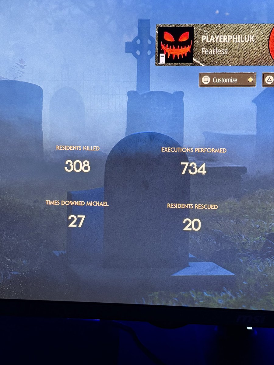 READYPLAYERPHIL's tweet photo. @IllFonic @HalloweenTVG Guys can we please for the love of god fix the trophy counters. The 250 kills trophy on mine is stuck at 220 but ingame ive way over that. Also Perfect Killer is still bugged. Pics below https://t.co/X3bJXrUnN9