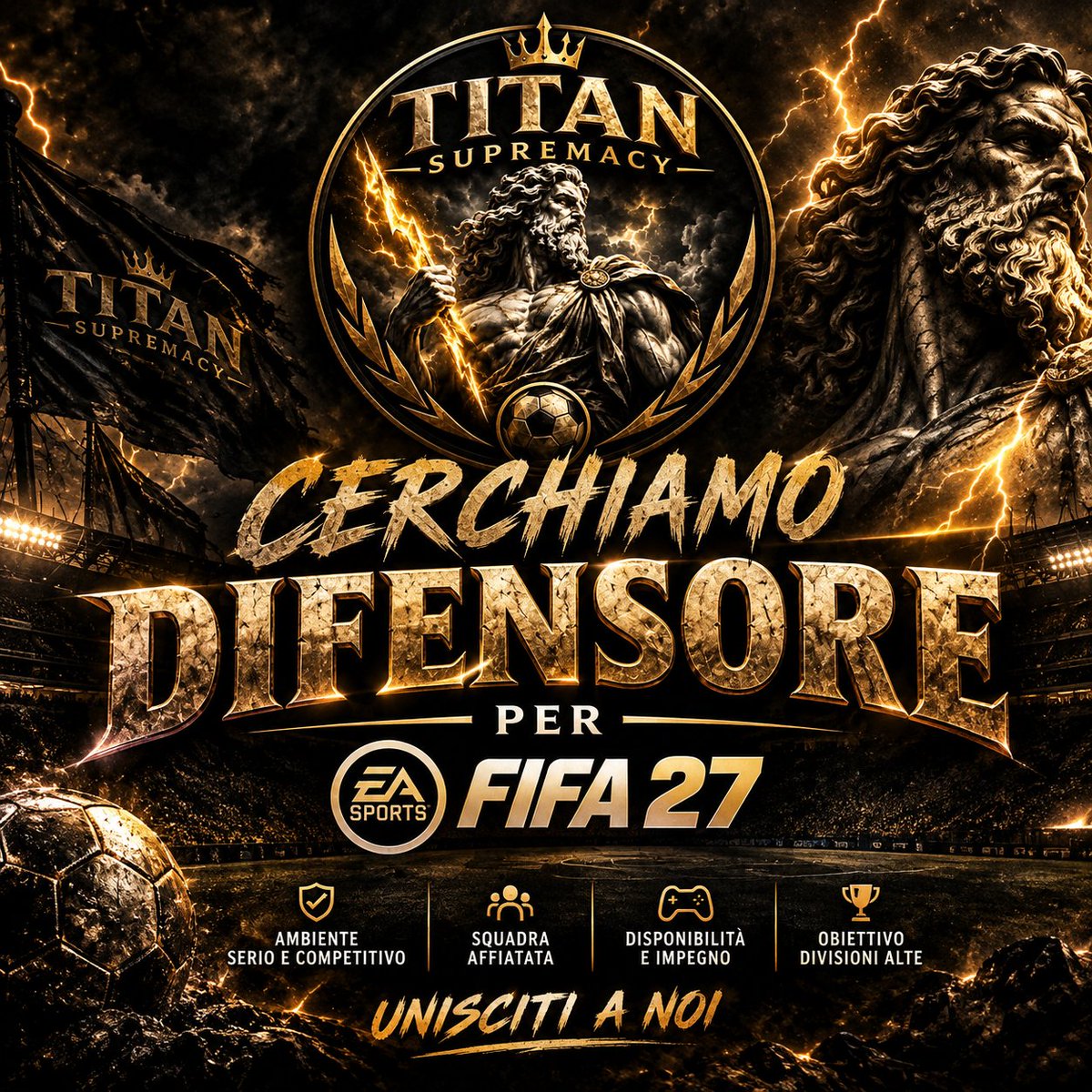 TitanLegacy2026's tweet photo. 🔥🎮RECLUTIAMO🎮🔥

PRIORITA':
🧱DIFENSORE

🏆COMPETIZIONI:
VPG / VPL / ELUDO

Giorni e Orari 
LUN-GIO 21:45-00:00 

Contattateci siete i benvenuti nella famiglia TitanSupremacy💪🏽
@pctransfermarkt @RT_Proclub @RT_ProClubs @VPGItaly @Sportec_Custom @VPLItaly grazie per il RT https://t.co/cxppoF4NY9