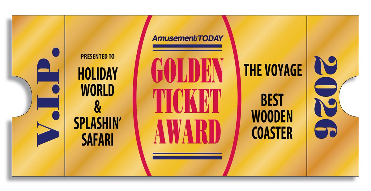 amusementtoday's tweet photo. This year, The Voyage at Holiday World has reclaimed the gold as it is pronounced the Golden Ticket Award winner for BEST WOODEN COASTER! https://t.co/c360xS2t5F