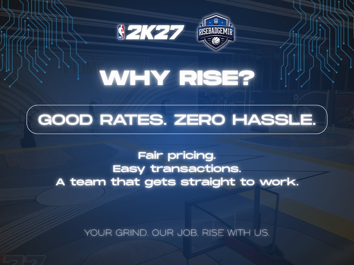 grindhub2k's tweet photo. Good service shouldn’t have to come with an unreasonable price. 👎🏻

At Rise Badge, we keep it simple: competitive rates, smooth transactions, and a team ready to handle the grind for you 💪🏻🎮⚡️ 

DM US TO BOOK YOUR SLOT

#NBA2K27 #NBA2K #2KCommunity #GrindingServices #BadgeGrind https://t.co/612W7xumL0