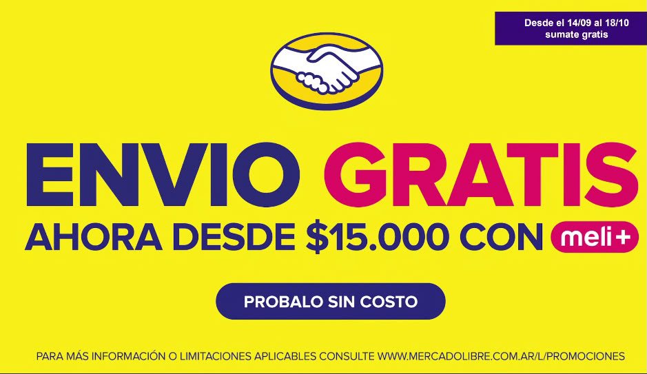 AhorrandoAndoAr's tweet photo. LES TENGO UN DATAZO 🙌

Se viene algo muy bueno de MERCADO LIBRE por tiempo limitado van a poder probar MELI+ GRATIS a partir del 14/09 🚨🚨🚨

Y además tambi��n para MELI+ bajan el monto para los envíos gratis de $33.000 a $15.000 👏

Esa es la info que hay hasta ahora, estén atentos!!!