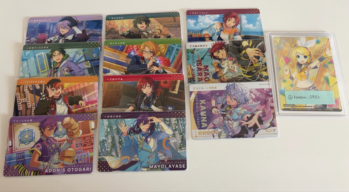 kanonn_0902's tweet photo. あんスタ カードダス vol.2 交換
求）颯馬 / 定価＋送料
譲）R 真緒 カンナ
      N ミカ 真 夏目 マヨイ ユメ 敬人 スバル アドニス
・Rは交換優先のため返信にお時間頂きます
・郵送希望
・初回ツイフィ必読
・検索からもお気軽にお声かけください https://t.co/s6kfzySjBL