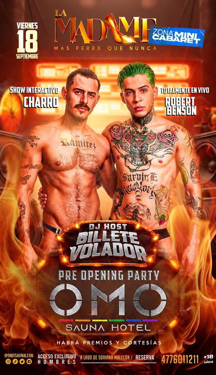 OmoSaunaLeon's tweet photo. 🔥 18 DE SEPTIEMBRE

🔥 LA NOCHE SE PONE MÁS PERRX QUE NUNCA.

Este 18 de septiembre vive el Pre Opening de OMO Sauna Hotel. 🌈

🎤 Charro + Robert Benson
🎧 DJ Billete Volador
🎁 Premios y cortesías

📍 León, Gto. | 🔞 +18

¿Te atreves? 👀 https://t.co/QJmMVFdrSa