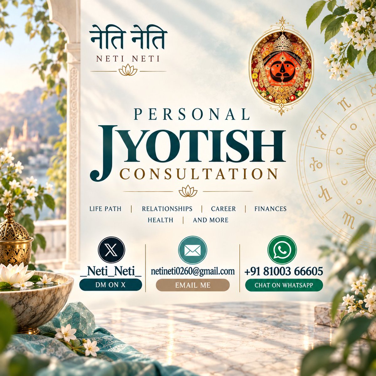 _Neti_Neti_'s tweet photo. Discover yourself. Find clarity in your journey.

For booking your personal Jyotish consultation, contact:
X: D.M.
Email: netineti0260@gmail.com
WhatsApp: +91 81003 66605 https://t.co/K7KHwWXVRu