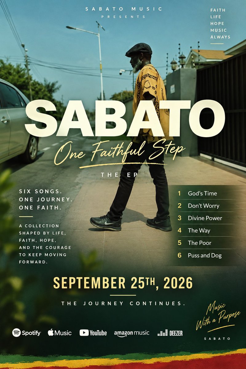 QuashieTony's tweet photo. Some songs are made to be heard.
Some are made to be felt.
ONE FAITHFUL STEP
Six songs. One journey. One message of faith and hope.
September 25th.
One faithful step at a time.
#OneFaithfulStep #Sabato #NewMusic https://t.co/xI6Y2Smjih