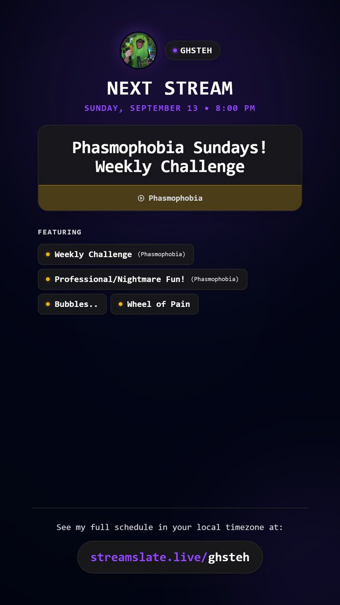 GHSTeh_'s tweet photo. Next stream! Will you be there? Friends welcome for the Pro/NM Runs! #phasmophobia #horror #streamslate https://t.co/gfME9PXdb9