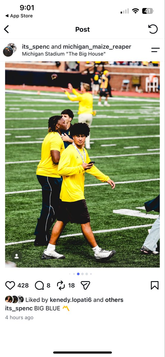 CowboyKamden's tweet photo. The Big House hits different. Grateful for every moment, every opportunity, and meeting Michigan faithful. #TheBigHouse #GoBlue @umichbball 
@UMichFootball @ChampCircleUofM @coachsolovi @westpanthersfb @Rivals @On3 @BarstoolUofM @BussinWTB @TheUCReport https://t.co/3sDmtK9M1M