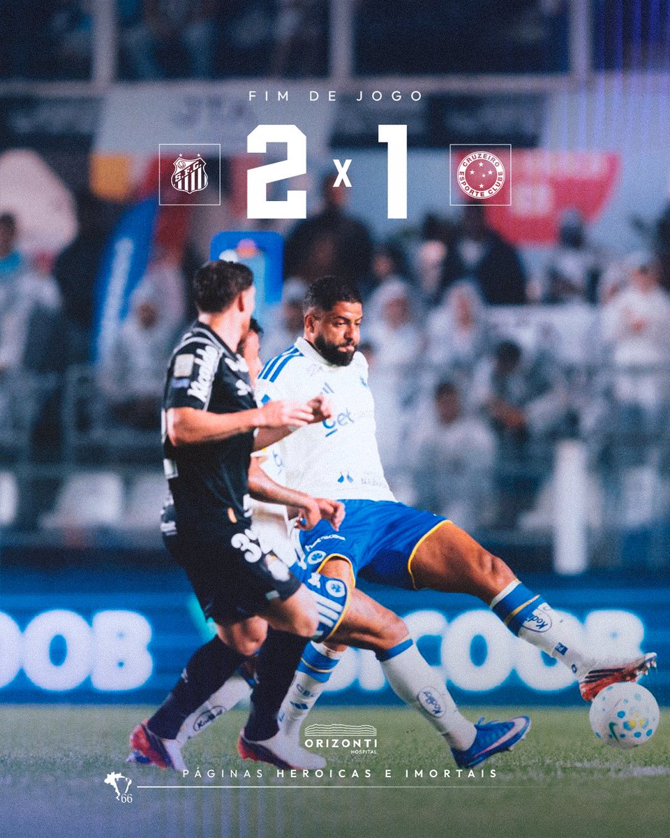 Cruzeiro's tweet photo. 🕘 Fim de jogo.

🔷 #SANxCRU | 2-1 | #PáginasHeroicas https://t.co/TdbUo8OEHJ