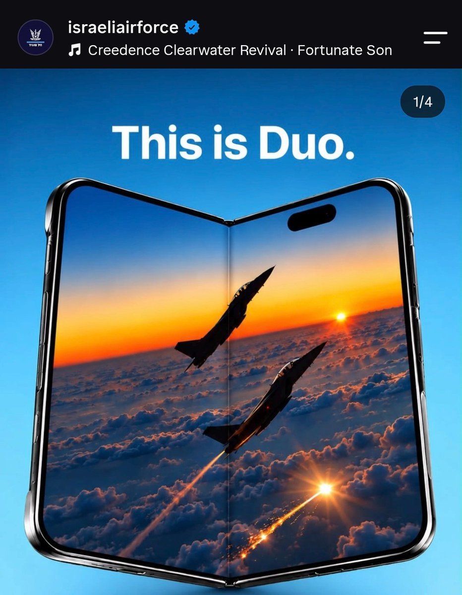bencsin's tweet photo. These people using the iphone duo to hawk their war. First they add a crease to the phone (lol) and second, they use Fortunate Son which is an anti-war, anti-US propaganda song. 

How are these right wing clowns always so culturally unaware https://t.co/C75xOQ2ncx