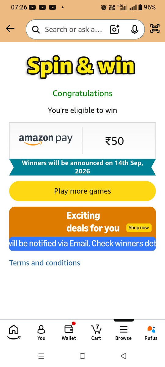 AmitKumar606147's tweet photo. #amazonspinandwin https://t.co/mTV8kY91ww