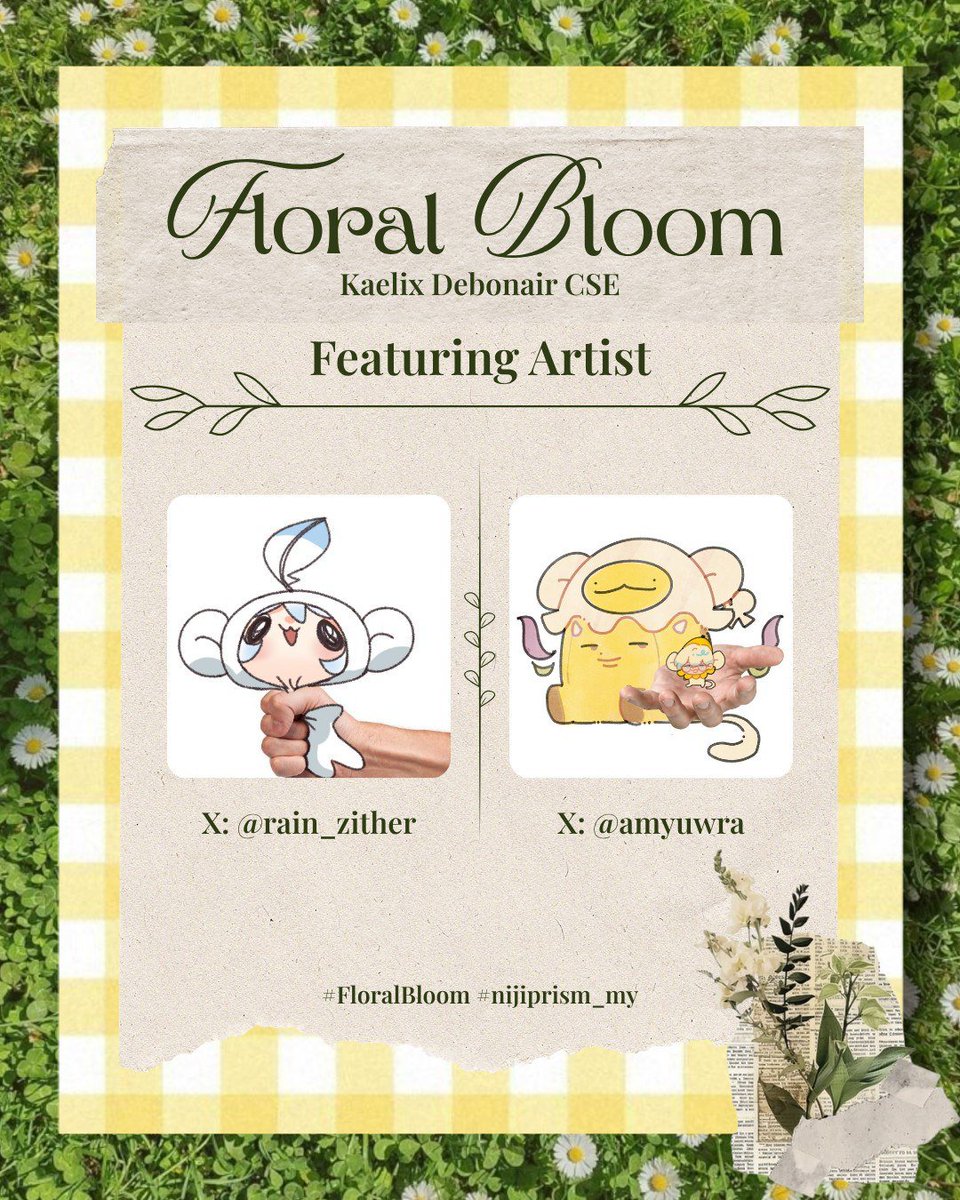nijiprism_my's tweet photo. Featuring artist 🌻

Our fourth artist lineup is out! 
Stay tuned for the last lineup of artists to bloom 🌼

@rain_zither
@amyuwra

#kaelixdebonair #FloralBloom #nijiprism_my #nijisanji_en https://t.co/MVzjVhiPWg