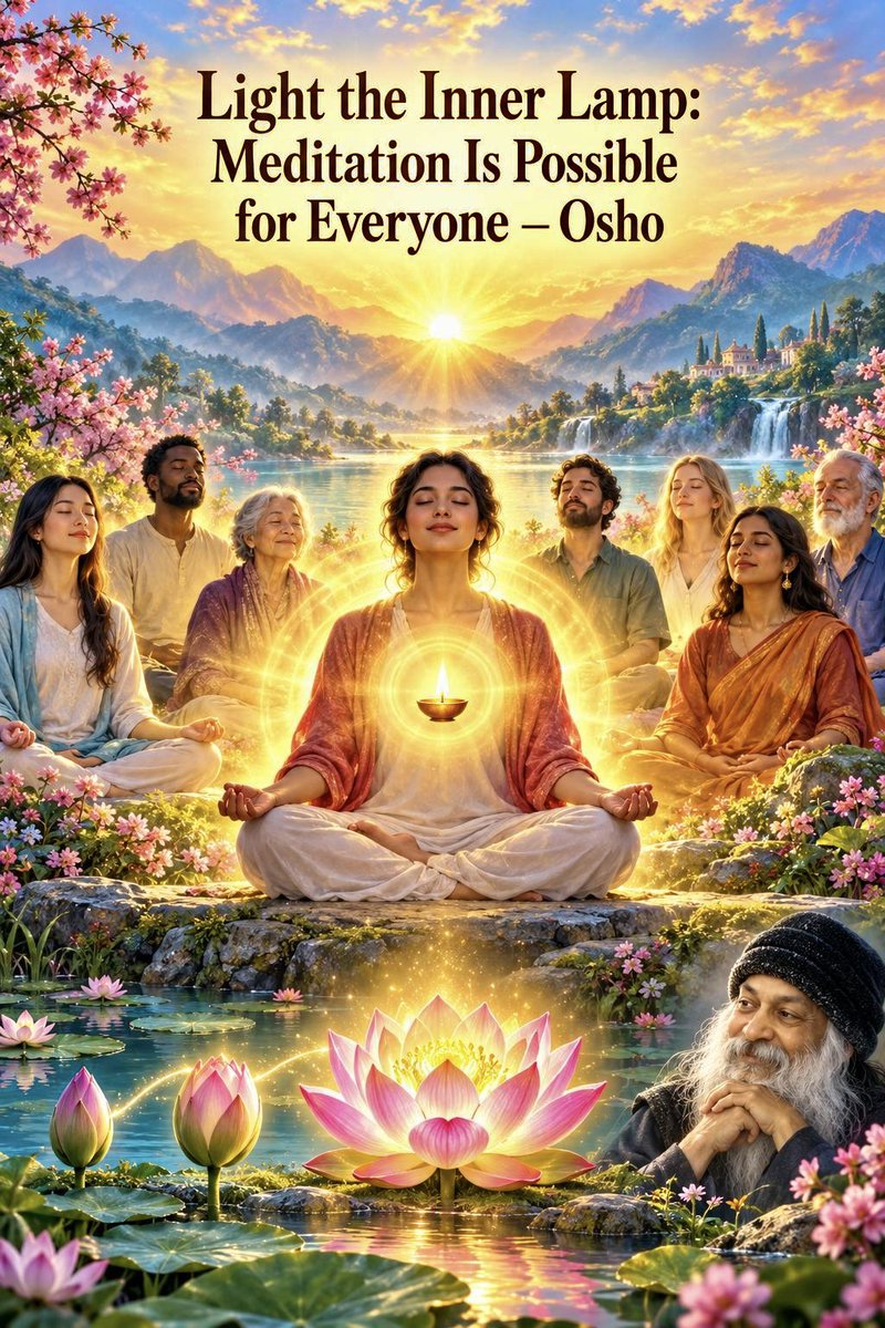 KrisBhattarai's tweet photo. Light the Inner Lamp: #Meditation Is Possible for Everyone — #Osho

Samadhi means that the being has become so aware that no darkness remains, all has become illuminated. A lamp of awareness has been lit deep within. 

Samadhi does not mean sleep and unconsciousness; it means awareness, alertness. A man in samadhi remains aware and awake all his life, every moment, every breath…

I don’t call chanting or repetition meditation.
Meditation means two things: making the effort to meditate and creating awareness inside oneself…

You have been told for thousands of years that meditation is a very difficult thing, that it is available only to some rare people, that it is like walking on the edge of a sword, and this and that…. 

All these things have created a feeling in your mind that meditation is for rare people, that it is not for everybody. “All that we can do is pray and worship, or chant “Ram, Ram” or sing some devotional songs non-stop for days together, usually very loudly into a microphone so that not only are we benefited, but all the neighbors also!” 

You think that this is all that is possible for you and meditation is only for the very few. This is all wrong. Meditation is possible for every person. 

Meditation is so simple that it is difficult to find a man for whom meditation is not possible. But you have to prepare: you have to understand your capacity, your role and your attitude when you enter into such simplicity. 

It is very simple, it is as simple as the most simple thing can be. As simply as a bud becomes a flower, just as simply, man’s mind can become meditative. 

Osho
The inner Journey, Chap #6: No Belief, No Disbelief https://t.co/YW98Rqj9uR