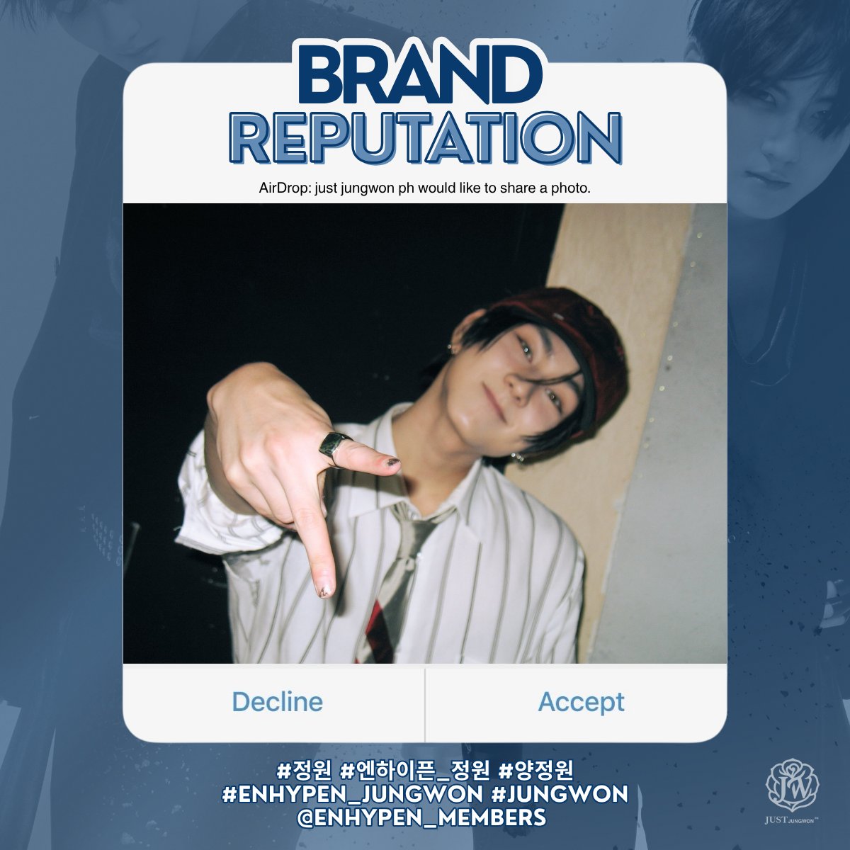 JUSTJUNGWONPH's tweet photo. JUNGWON - BRAND REPUTATION 

REPOST, LIKE, and REPLY the complete hashtags to boost 🐈’s BR rank! 

#JUNGWON #엔하이픈_정원 #ENHYPEN_JUNGWON #정원 #양정원 @ENHYPEN_members @ENHYPEN https://t.co/7YQ28U6iBJ