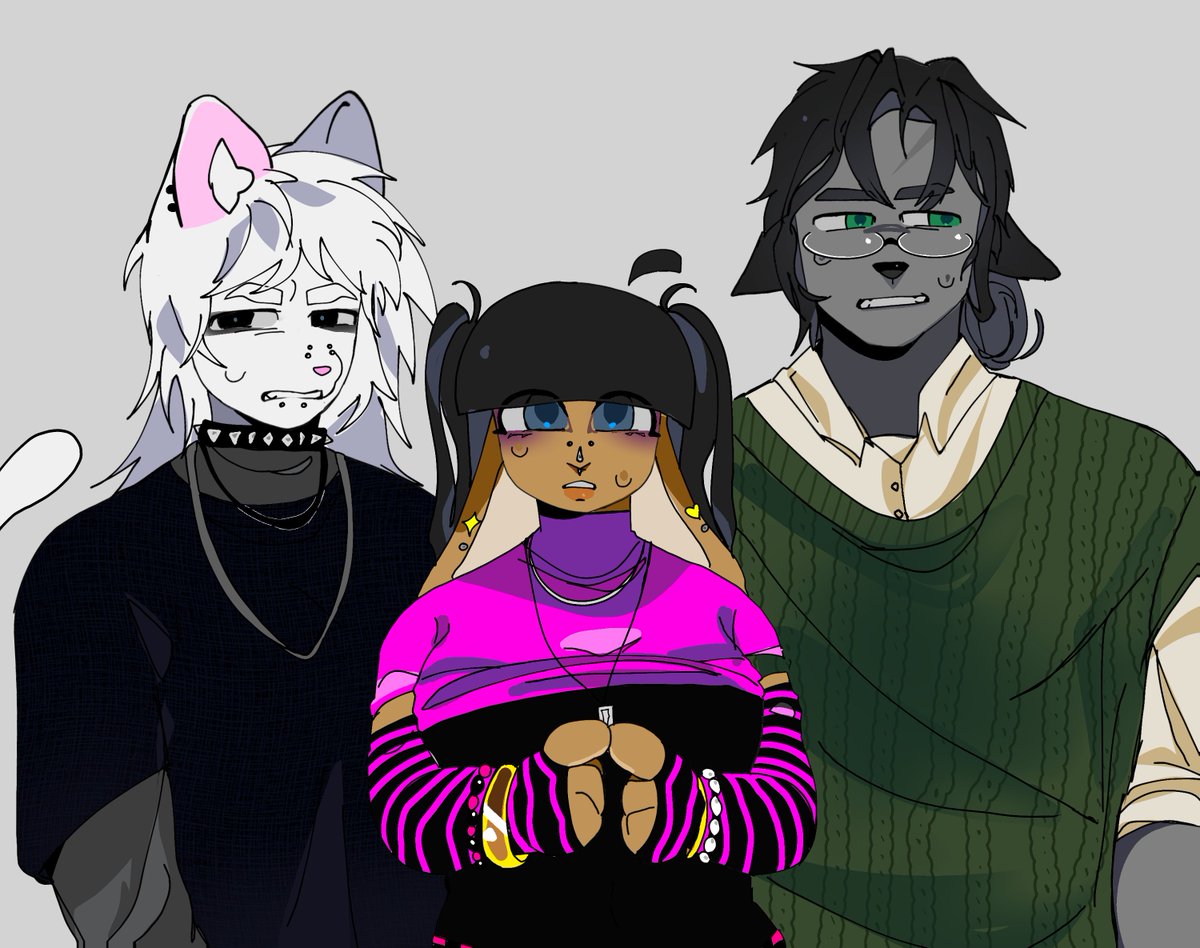 waterdog_d's tweet photo. #furryart 

Phen(cat), Fini(bunny) and Ben (dog) redesign https://t.co/pDtv2mip05