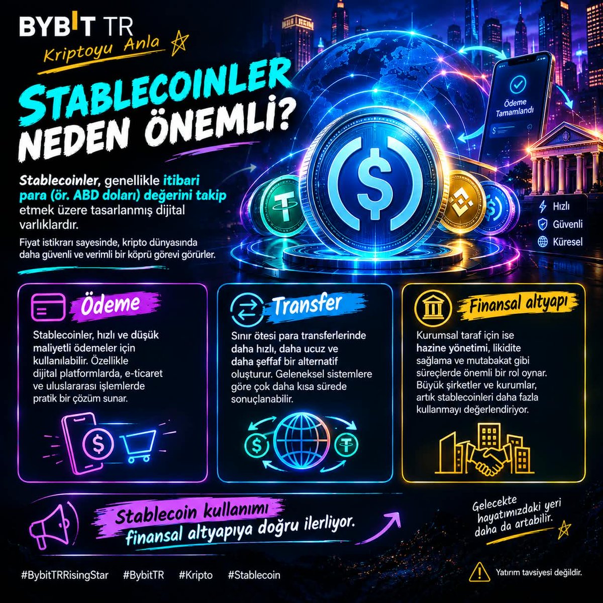 Jinnhearteu's tweet photo. Stablecoinleri sadece “dijital dolar” olarak görmek bence eksik kalıyor.
Ödeme, transfer ve kurumsal finans tarafında blockchain’in gerçek dünyaya açılan kapılarından biri olabilir. 🌍
@bybitturkiye #BybitTRRisingStar https://t.co/70GJQzT0uv
