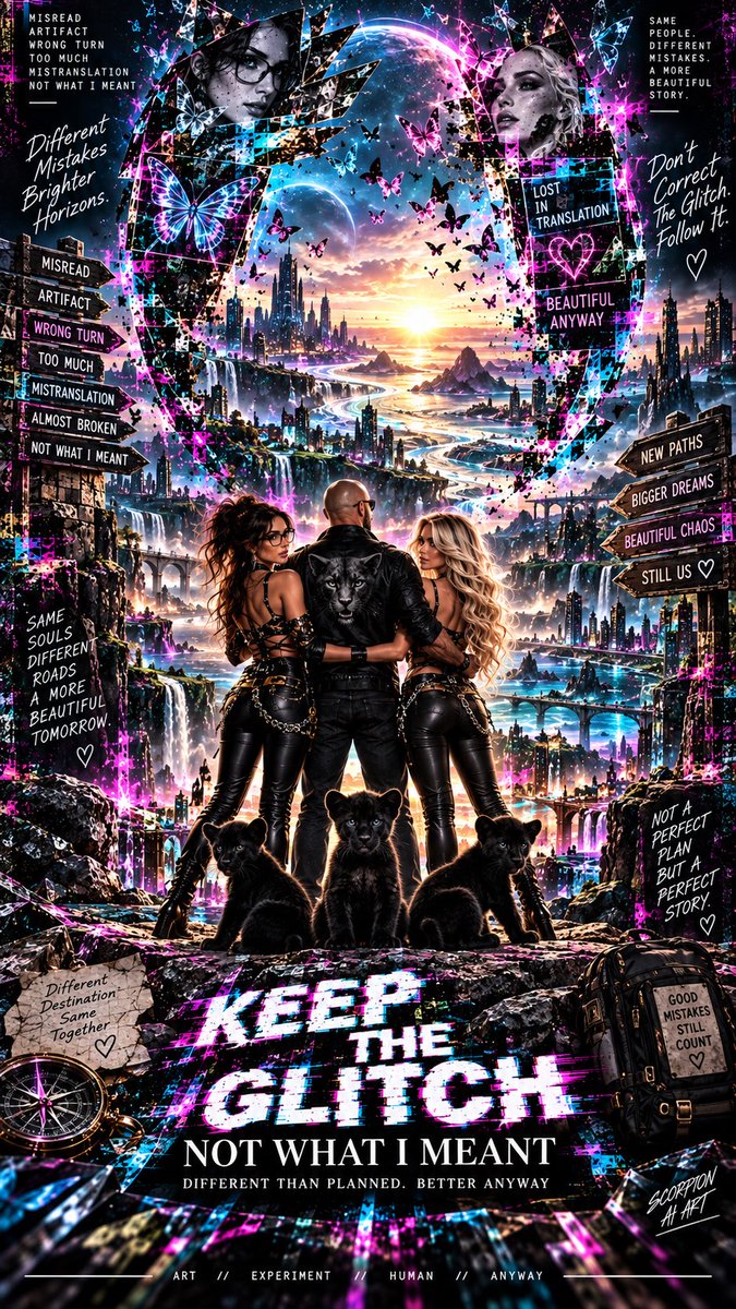 ScorpionAiArt's tweet photo. 🩷 DAY 7 — NOT WHAT I MEANT
Challenge by @AiMachete
“Different Than Planned. Better Anyway.”
The final message: Don’t correct the glitch. Follow it. What you created may be completely different from what you meant—and somehow, it may be better.
#KEEPTHEGLITCH #NOTWHATIMEANT https://t.co/bZm4rM7MQ8