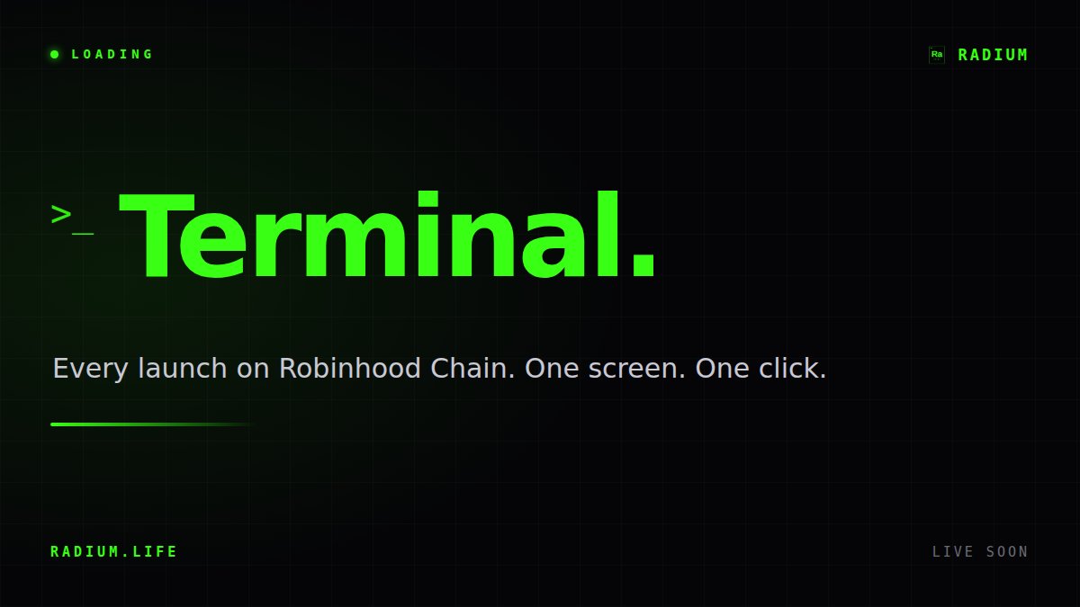 radiumdotlife's tweet photo. Terminal loading…

The fastest, smoothest way to trade on RH.

Live soon. https://t.co/YUK0FscRR7