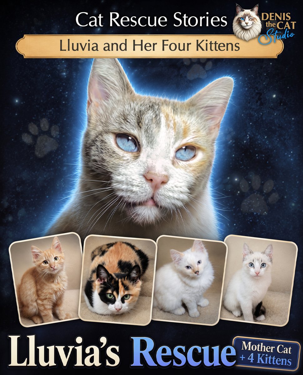 DenisTheCatStd's tweet photo. Lluvia was found on the street with two kittens—but two more were still waiting nearby. Soon, this mother and all four babies were safe together. Their rescue, veterinary care and adoption journey begins in Part 1. 🐾 https://t.co/IF3Hal7tmX

#DenisTheCatStudio #CatRescue https://t.co/jx5uNtf2zX
