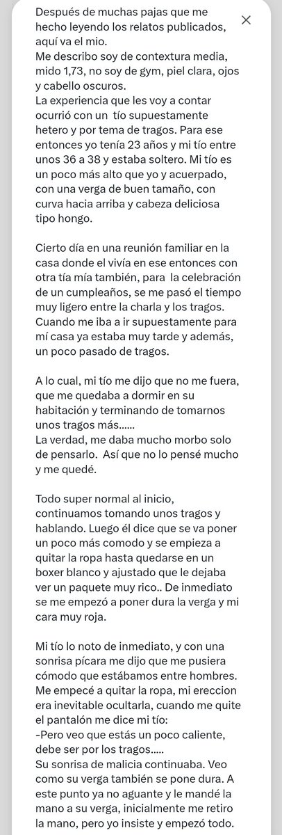 RelatosMedellin's tweet photo. Relato de un parcero con el tío una noche tomando. 🔥

Envíen sus relatos al DM.

#MorboMedellín #CruisingMedellín #Relatosgay
#Exhibicionismogay #VoyeurMedellín #PajerosMedellín https://t.co/dbA6ivciMs