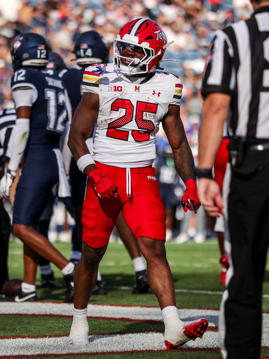 TerpsFootball's tweet photo. A two-TD day for Harry Dalton III 🔥

Terps lead 31-14 with 1:53 to play in the third. https://t.co/2X0kmZWyP2