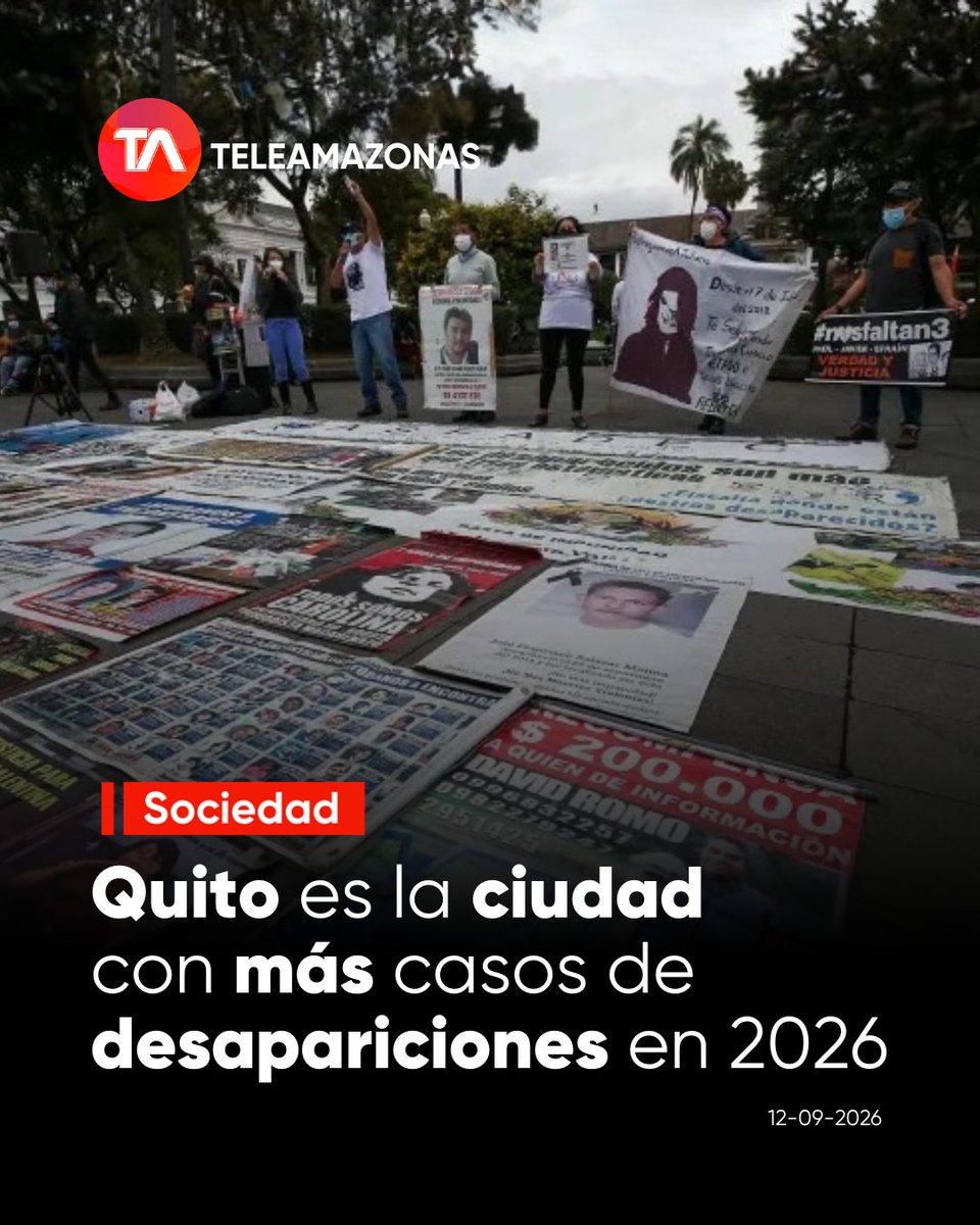 teleamazonasec's tweet photo. 🔍 https://t.co/rtylxDCAFS 👉 El Ministerio del Interior confirmó que #Quito es la ciudad que concentra la mayor cantidad de denuncias por desaparición en Ecuador, con 940 de los 4 507 casos reportados entre enero y julio de 2026. https://t.co/88VcIPSQS4