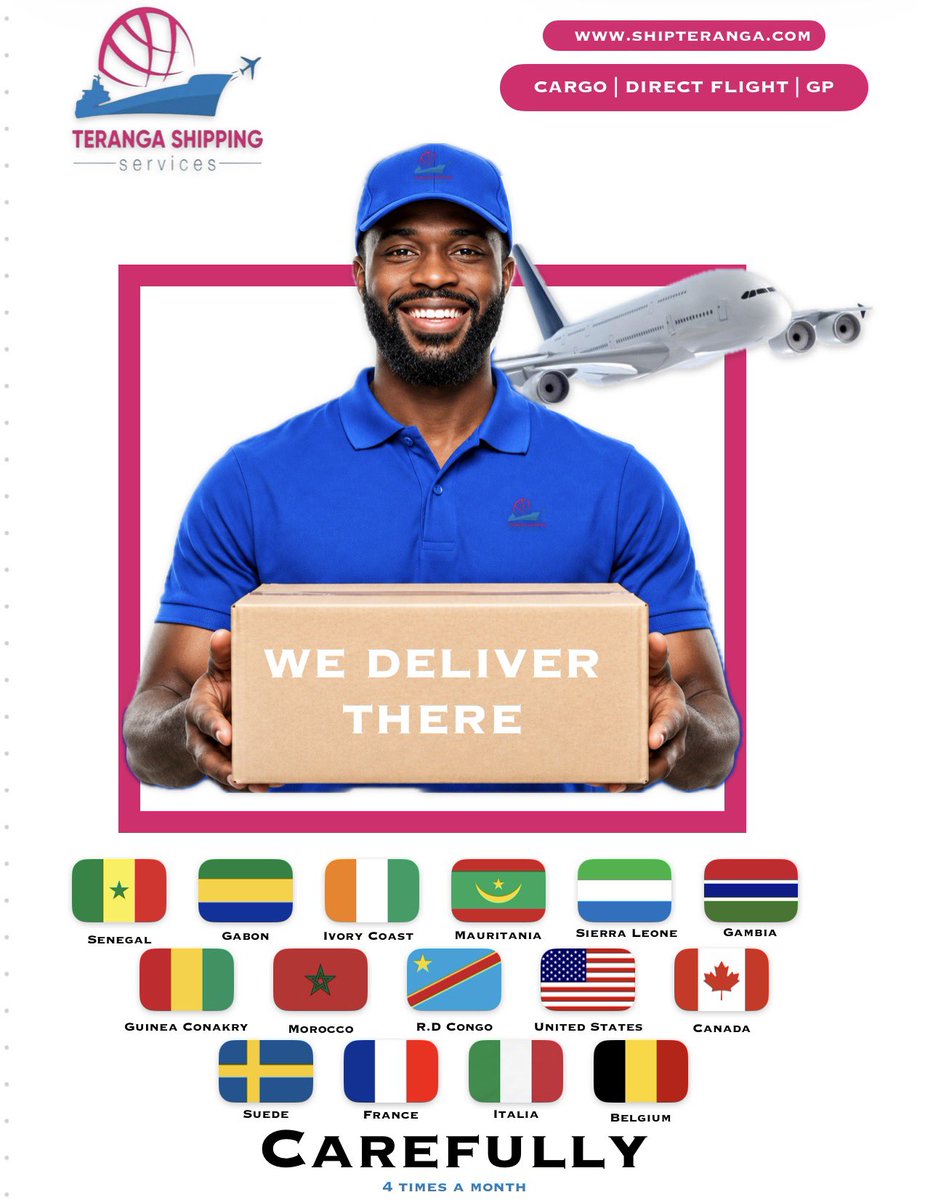 Terangashipping's tweet photo. 📦 We deliver there! ✈️
Entrust us with your packages; we’ll handle their transport with care, speed, and reliability.

🌍 Cargo | Direct flight | GP
💙💗 Teranga Shipping Services
🔗 https://t.co/oVa8nrnNyt https://t.co/cqoJeOKEfn