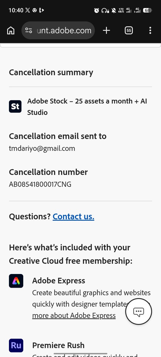 TemidayoAriyo2's tweet photo. @Adobe @OpenAI @ChatGPT @Photoshop @AdobeFirefly @Lightroom @Acrobat Please refund my money. I've cancelled the subscription 
tmdariyo@gmail.com https://t.co/xOe2dskiBh