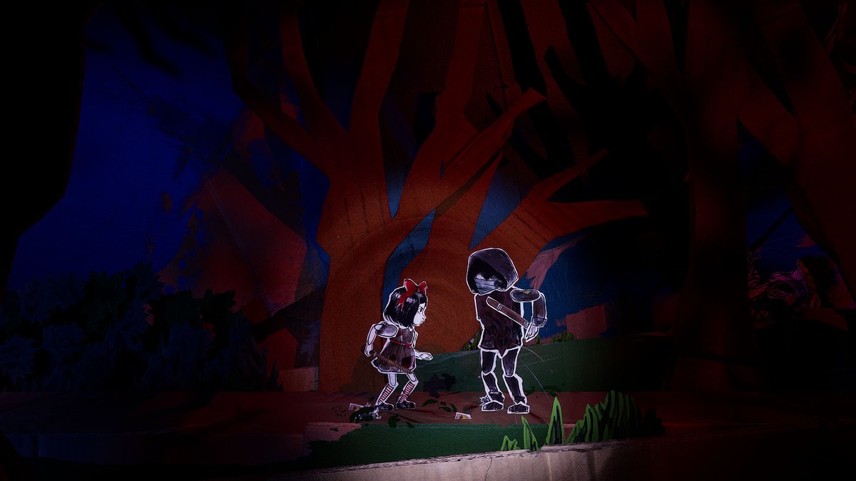 PlayCutout's tweet photo. @TheIndieManiac We're working on Cutout - a handcrafted dark fairytale horror game full of cardboard textures and storybook nightmares. We just announced it at Gamescom recently and are planning for the first playtest soon: https://t.co/0ltUnXTB3m https://t.co/KN8gLcEYcY