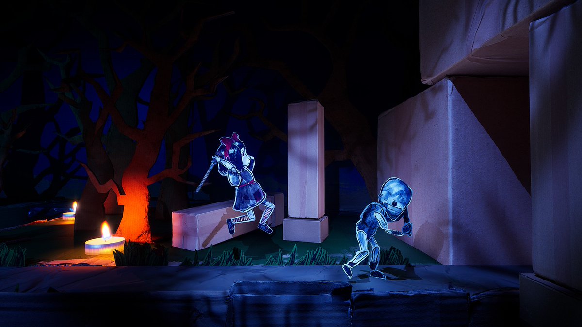 PlayCutout's tweet photo. @TheIndieManiac We're working on Cutout - a handcrafted dark fairytale horror game full of cardboard textures and storybook nightmares. We just announced it at Gamescom recently and are planning for the first playtest soon: https://t.co/0ltUnXTB3m https://t.co/KN8gLcEYcY