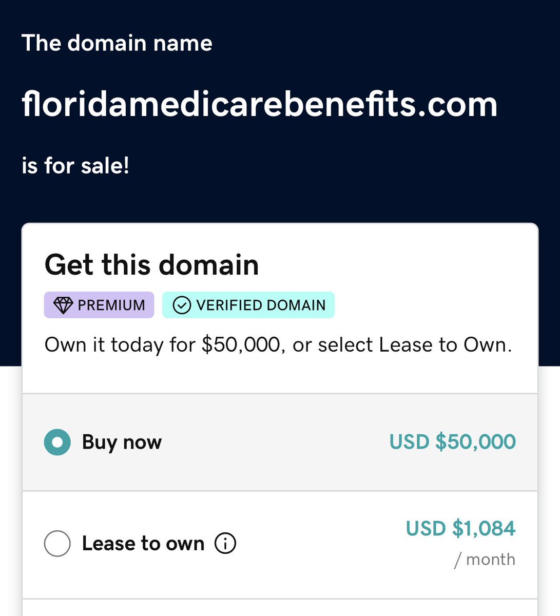 MedicareOH's tweet photo. These domains cover one of the nation’s largest Medicare markets and are now listed For Sale -or- Lease.

floridamedicarebenefit[.]com is included to protect the brand from lookalike use.

https://t.co/PCyPrY50Sq https://t.co/zOL2JDddrR
