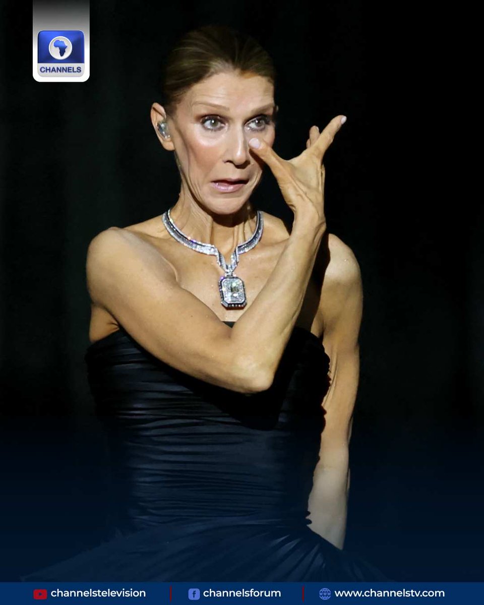 channelstv's tweet photo. #Photostory: Celine Dion wept tears of joy on Saturday as she fulfilled her dream of returning to the stage after years battling a rare neurological disorder, with a sell-out concert in Paris.

The 58-year-old French Canadian singer appeared visibly moved as she opened her first full concert in six years with her 1990s French-language ballad "On ne change pas" ("One Doesn't Change"), singing to a crowd of 30,000 enthralled fans that one newspaper said included US former first lady Michelle Obama.