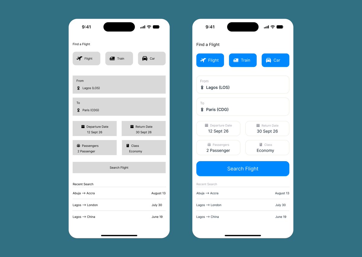 izzah_ade1's tweet photo. Day 9 &amp; 10 of My  UI Design Challenge 🎨

Day 9 - Travel Agency Search Screen 
Day 10 - Messaging App 

Two more challenges completed. Still learning, growing &amp; improving. 🚀

Feedback is welcome! 😁
@JoshOpaleke
@Meedayyy

#TechCrush #UIUX #ProductDesign #Figma #DesignJourney https://t.co/98bbi3VUfo