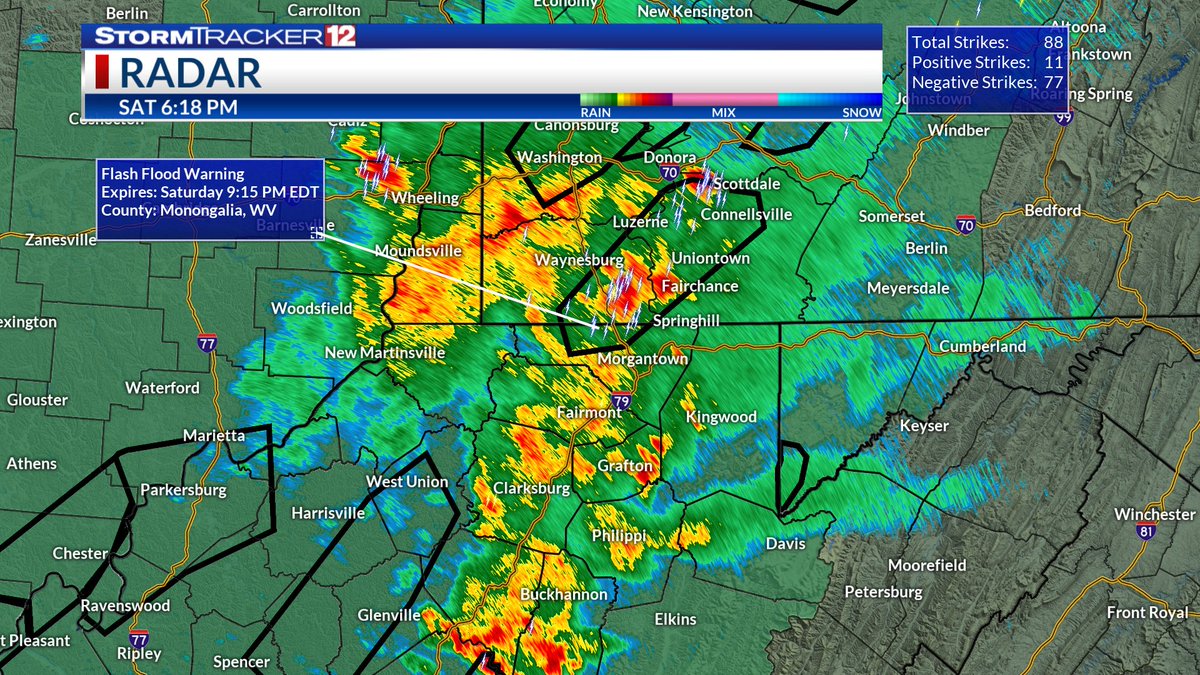 mnfwx22's tweet photo. 09/12/26 - 6:20 PM EST: A Flash Flood Warning has been issued for north-central Monongalia County until 9:15 PM. Between .5 and 1 inch of rain have fallen. We could see up to an additional inch of rain in the next few hours. https://t.co/2acL31qW8c