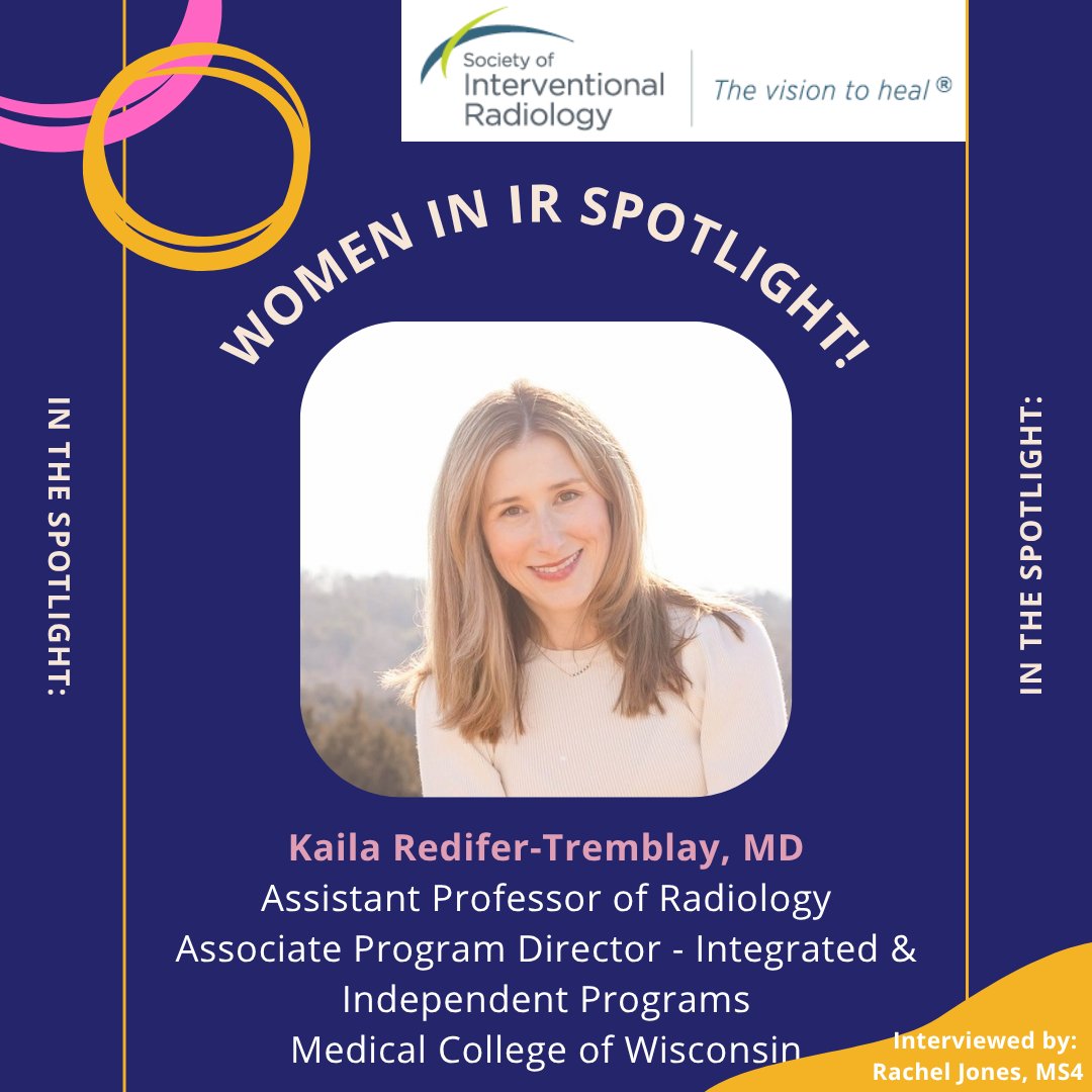 SIRRFS's tweet photo. WIR Spotlight: Kaila Redifer, MD! Celebrating her dedication to mentoring future radiologists and empowering patients through compassionate care. Interviewed by Rachel Jones, MS4. #WIR #SIR https://t.co/BWy76A87hF