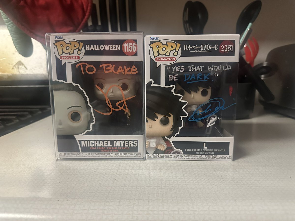 grandsonvondoom's tweet photo. Forgot to post these. Got them signed at fan expo. L’s voice actor was so chill he was cool. I asked John when’s the thing 2 coming out and he said “we will see” lol https://t.co/NeT34JOF04