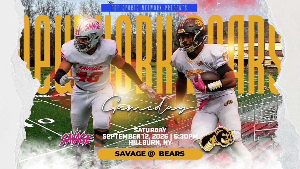 PDFSportsNet's tweet photo. 🏈 LIVE NOW! 🏈 
The New York Bears seek to stay perfect inside the EFA with a home test against the Savage Football Club. Tune in now as we are live from Torne Valley! https://t.co/FV1gZCdYzE https://t.co/Fe0Mlnj3jH