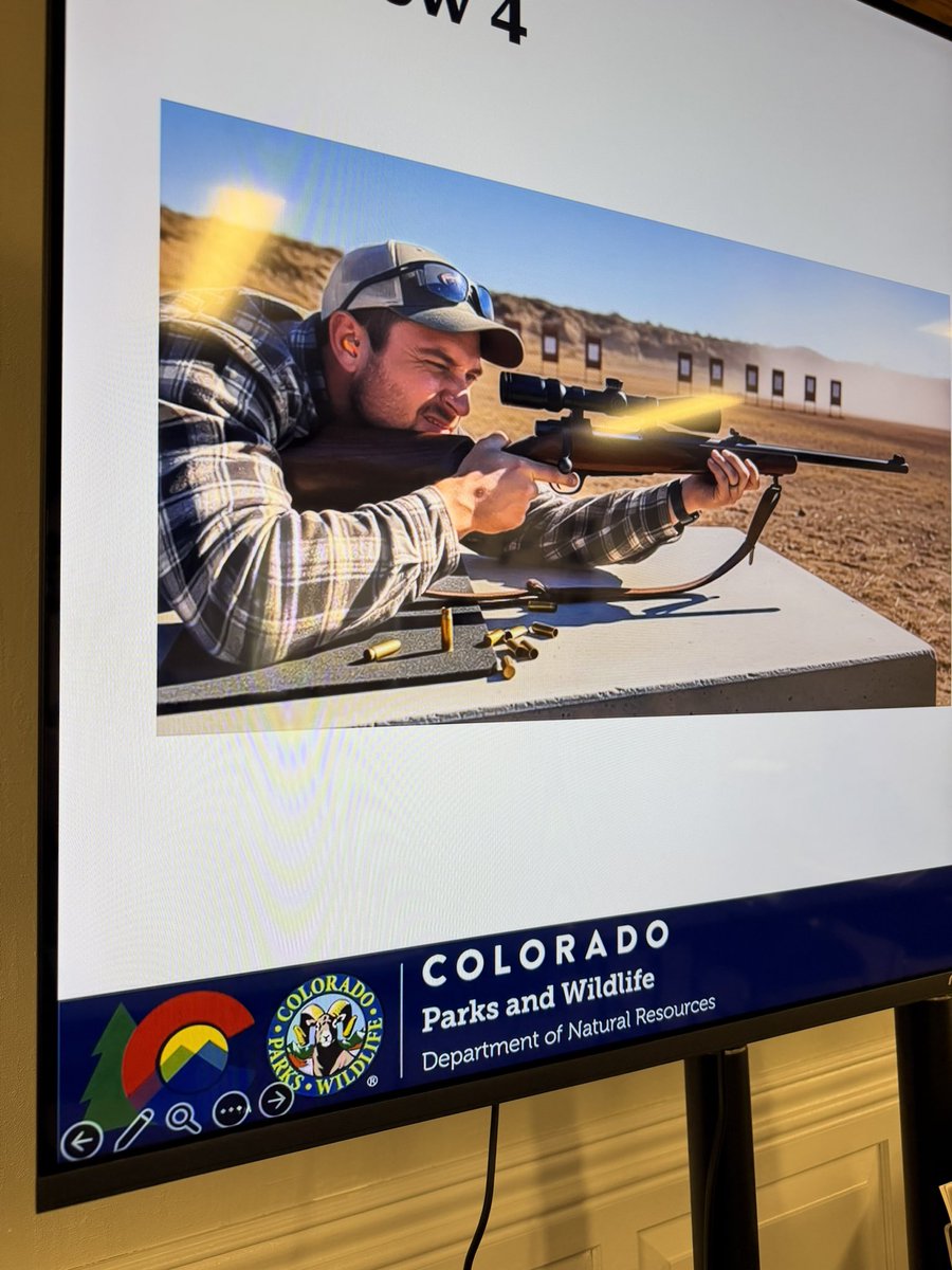 boomstickbabe's tweet photo. Teaching the SSF class today to appease the gun control requirements of SB25-003.

Notice the STATE MANDATED instructions talk about PPE.

Do you see PPE in these photos?
Also what does BOLT ACTION rifles have anything to do with Semiautomatic gas powered magazine fed firearms?

This entire process is a JOKE.