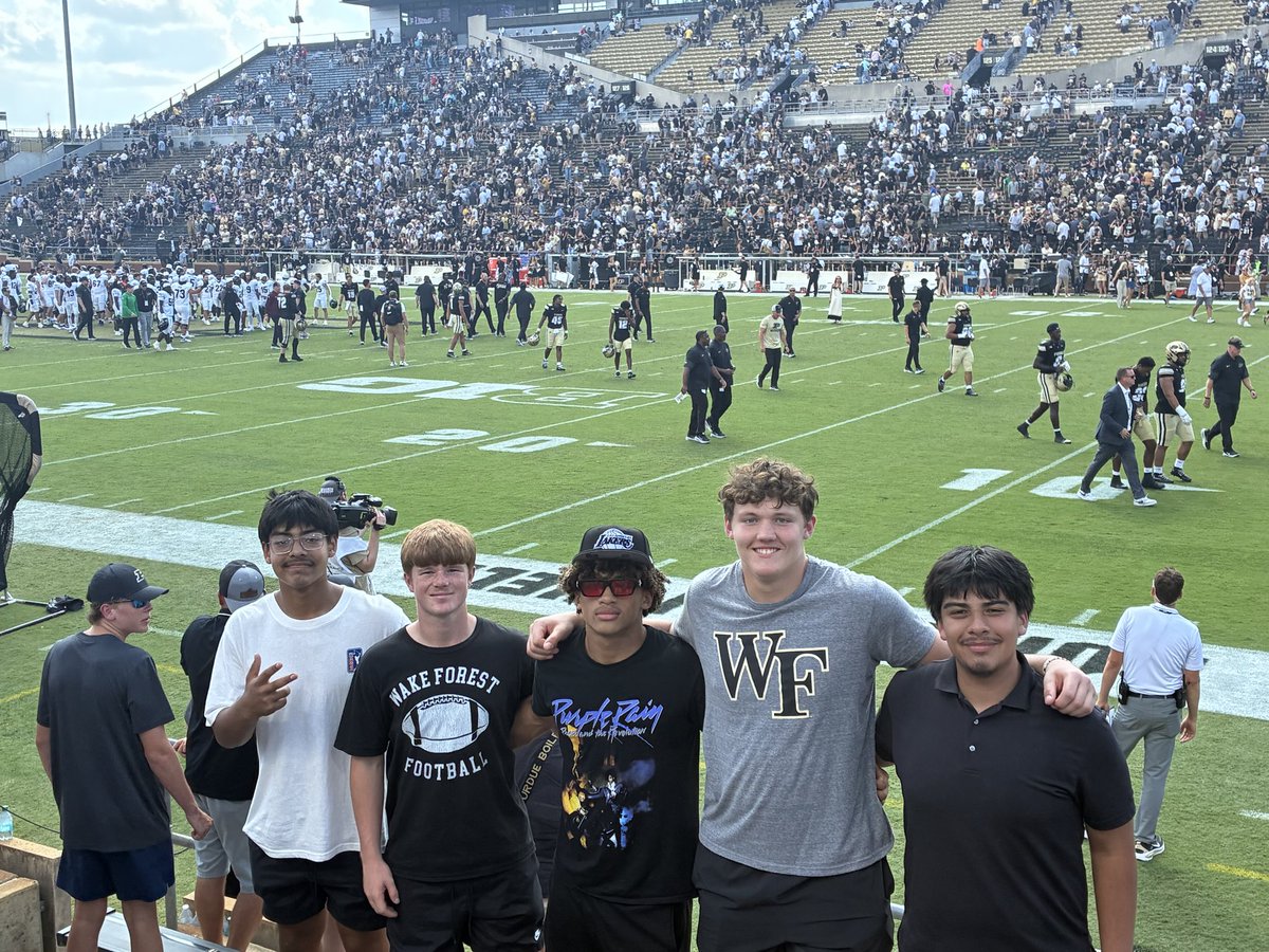 RJ_Clem's tweet photo. Huge road win for  Wake Forest!!!  Got to hang out with some current teammates @Karsen_j20  @QuincyJackson05 Kolten, Adrian, Leo and my future QB @EmmettQueen   

Thank you Coach @Jaxxon1988 for taking us.   

#GoDeacs 

@CoachDickert @CoachKaster
@Coach_WebbwFU @Coach_JKramer
@RobEzell @DevinKylany
@kuykendall_kyle @FootballBerries
@DBROWN57_  @OlineFAcademy @TomLoy247
@Bryan_Ault @FFBallAllDay
@INPreps @LHS_Training @KyleNeddenriep
@PrepRedzoneIN @SWiltfong_ @INPreps
@PT_Wicker @CoachTroyHudson
@On3 @Rivals