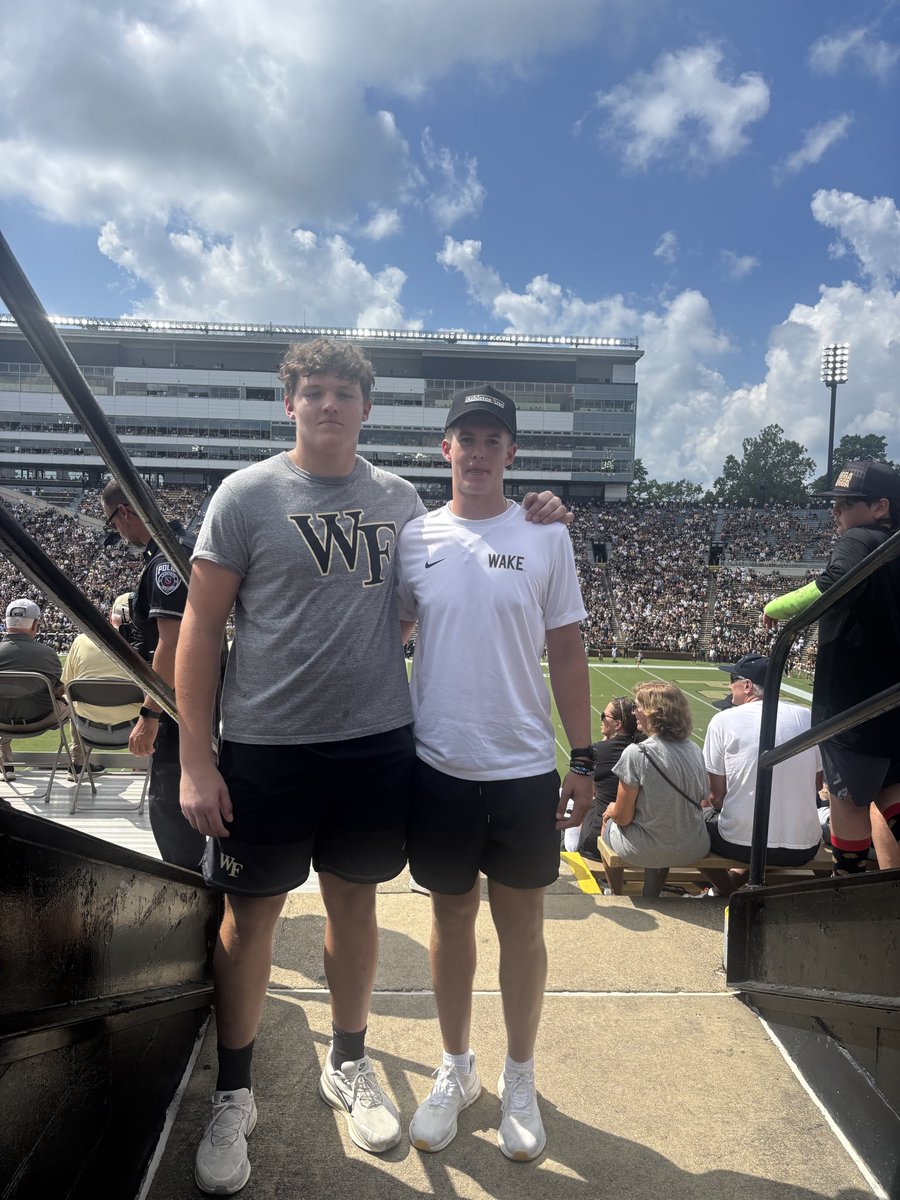 RJ_Clem's tweet photo. Huge road win for  Wake Forest!!!  Got to hang out with some current teammates @Karsen_j20  @QuincyJackson05 Kolten, Adrian, Leo and my future QB @EmmettQueen   

Thank you Coach @Jaxxon1988 for taking us.   

#GoDeacs 

@CoachDickert @CoachKaster
@Coach_WebbwFU @Coach_JKramer
@RobEzell @DevinKylany
@kuykendall_kyle @FootballBerries
@DBROWN57_  @OlineFAcademy @TomLoy247
@Bryan_Ault @FFBallAllDay
@INPreps @LHS_Training @KyleNeddenriep
@PrepRedzoneIN @SWiltfong_ @INPreps
@PT_Wicker @CoachTroyHudson
@On3 @Rivals