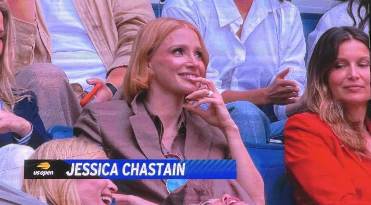 bestofchastains's tweet photo. Jessica Chastain is at US Open today! #USOpen https://t.co/y7HQ3vOW5w