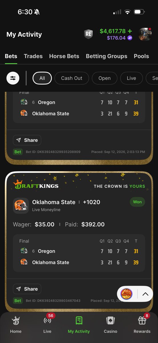 Hunter_Lee72's tweet photo. @RIGGEDFORVEGAS If it’s so rigged why wouldn’t you bet OSU? https://t.co/JipnIhFIIs