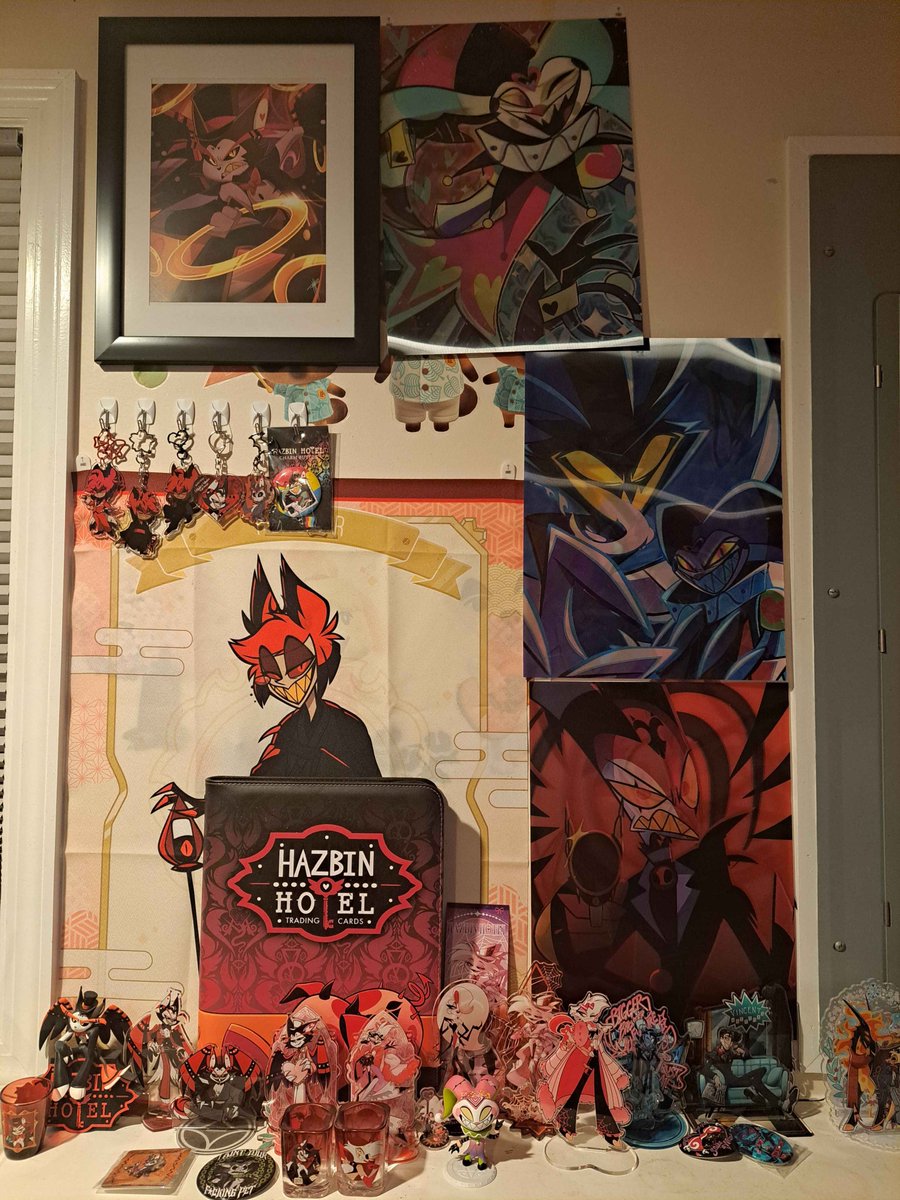 Eldritch_Doe's tweet photo. hmm wonder who my fav is 🤔😂 just thought i would share my collection of hazbin and small collection of helluva things.  I do want to thank all the artists and fan artists who make all this stuff.
#HazbinHotelHusk   #hazbinhotelmerch #hazbinalastor #hazbinmerch #hazbinhotel https://t.co/uR5q7WUJ4R