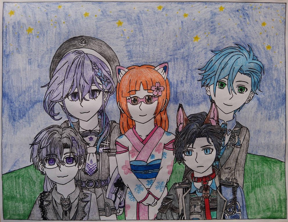 SusanSakuraFox's tweet photo. A little birthday surprise, an art piece i had comissioned by my friend @RitsuPachiPachi its my vtubersona with my oshis~ I'm blessed to have them in my life 💙💜💙💜
#workofalt #caenvas #nayuart #燐央絵 https://t.co/QiYHctHLsu