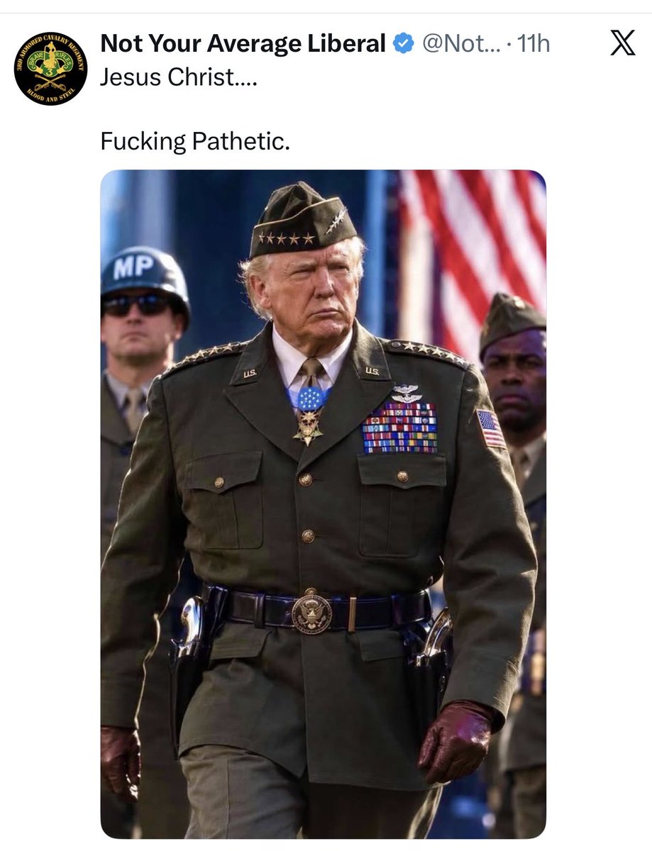 drdave1999's tweet photo. Notice that when MAGA created this latest disgusting image of stolen valor, they neglected to show Trump cowering in a catering truck, as he actually did a few weeks ago— like the pathetic little bitch that he really is. https://t.co/bcYb3TCIvB