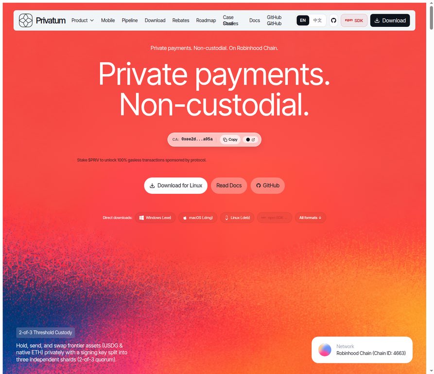 PrivatumRH's tweet photo. A quick guide to the gasless side of Privatum.

Go to https://t.co/VIevvFwmkz, download the desktop app, then open the Stake $PRIV tab.  10k $PRIV gives you 25 sponsored transactions for 30 days.  
50k gives you 100.  
Every extra 50k adds 75 more.  
1m unlocks unlimited.

You stake into the protocol pool, and the app keeps track of your pass, your quota, and when it is time to renew. When you send or swap, the protocol covers the gas while your allowance is active.

You can also unstake from the same tab whenever you want.

No more keeping $ETH around just to make a transaction.