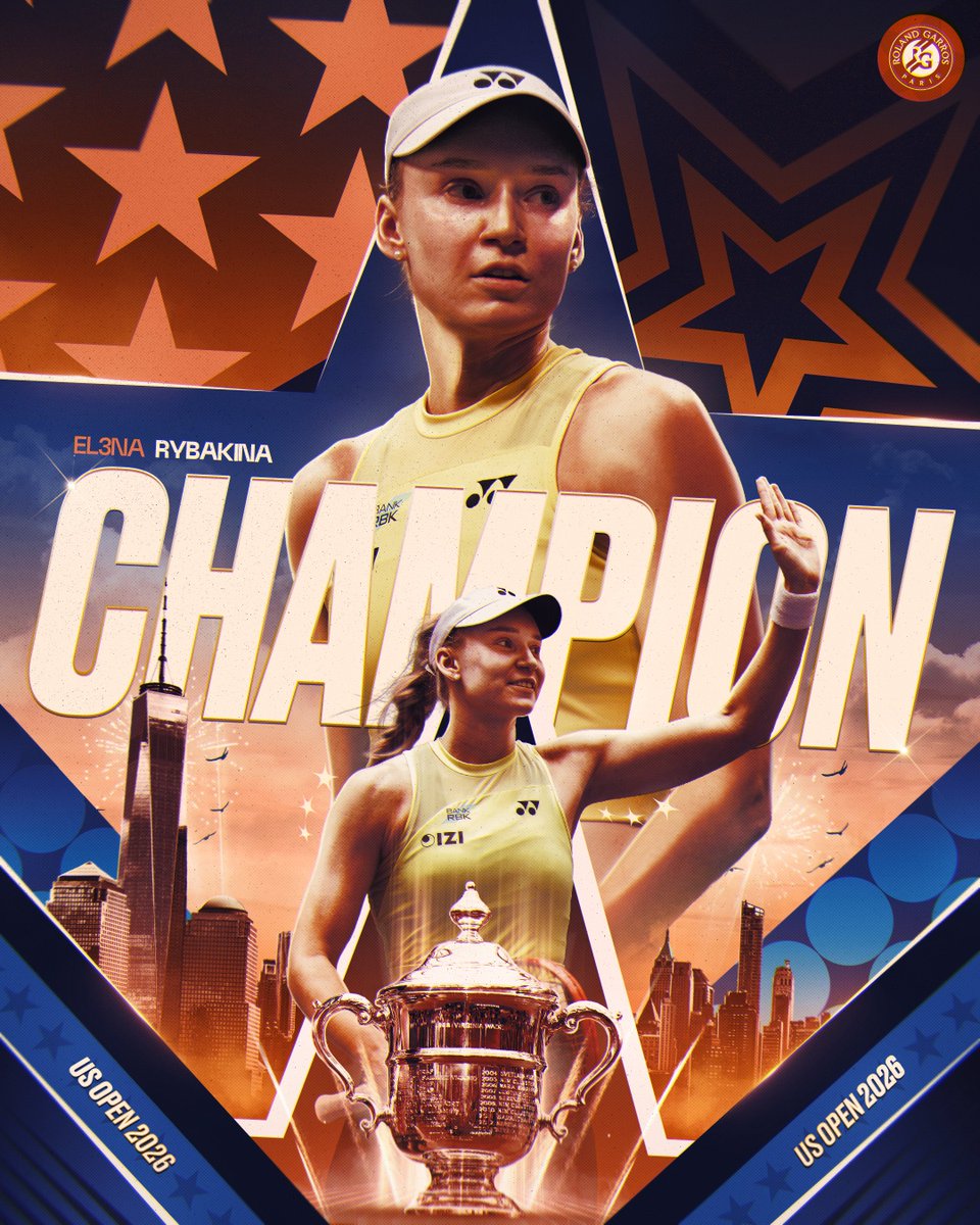 rolandgarros's tweet photo. 3rd Grand Slam title for Elena Rybakina 🏆🏆🏆

#USOpen https://t.co/vgs00QURmn